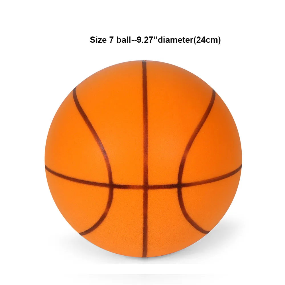An orange basketball with black lines, measuring 9.27 inches in diameter.