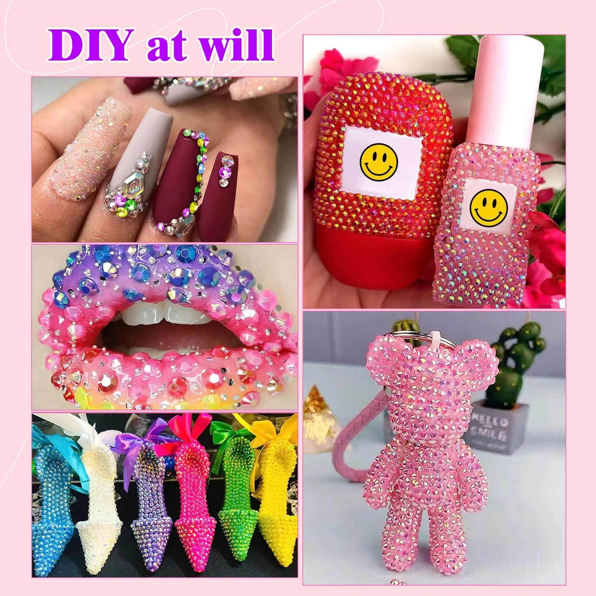 40-Color Resin Jelly Flatback Rhinestones Kit for Crafts & Nail Art