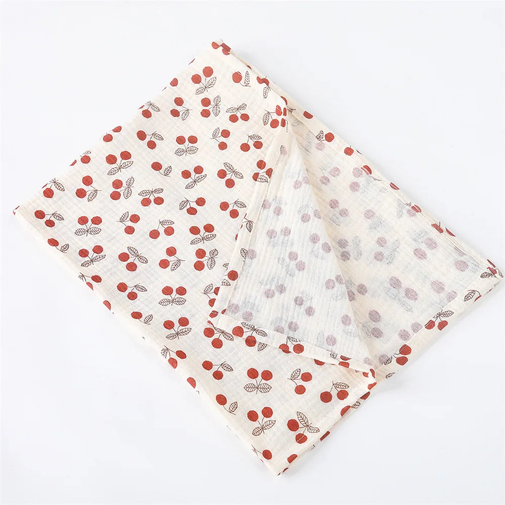Muslin Swaddle Blanket with Floral Print – Soft, Breathable Baby Wrap for All Seasons
