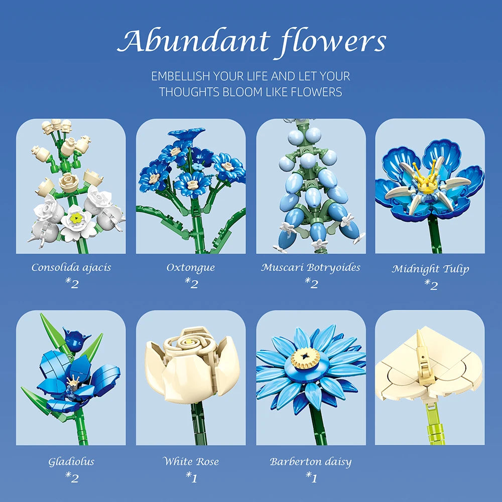 3D Eternal Flower Bouquet Building Block Set