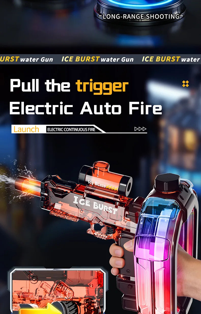 Electric Water Gun Blaster with LED Lights and Sound Effects