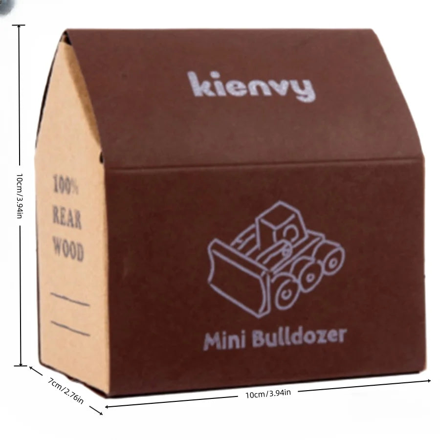 Boîte en carton marron pour un ensemble de mini bulldozer Kienvy.