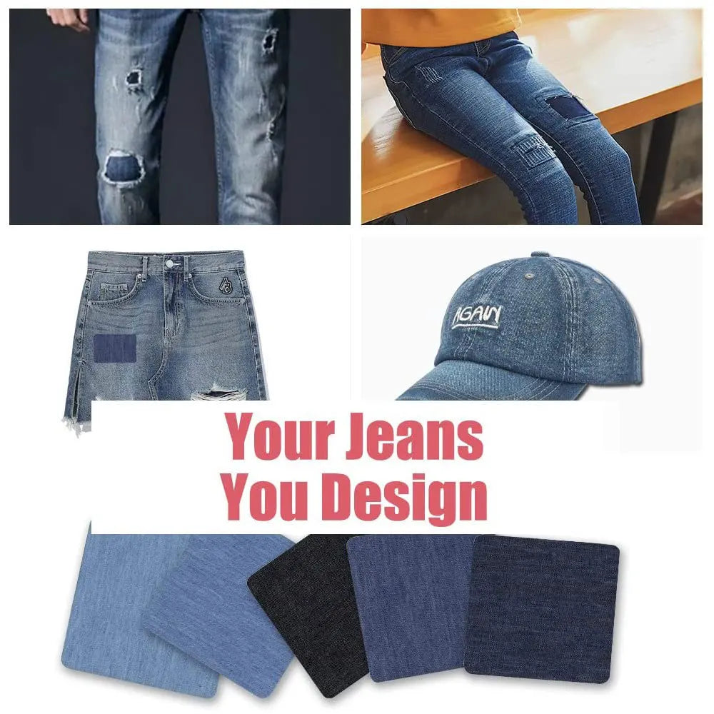 Iron-On Denim Patches for Jeans Repair & DIY Crafts