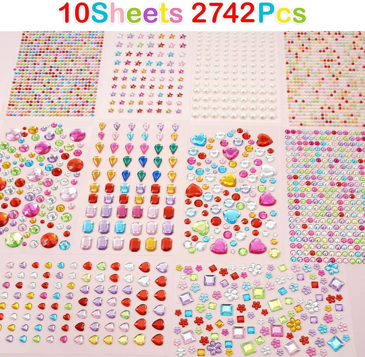 Self-Adhesive Gem Stickers for Crafts – 2,742 Pieces