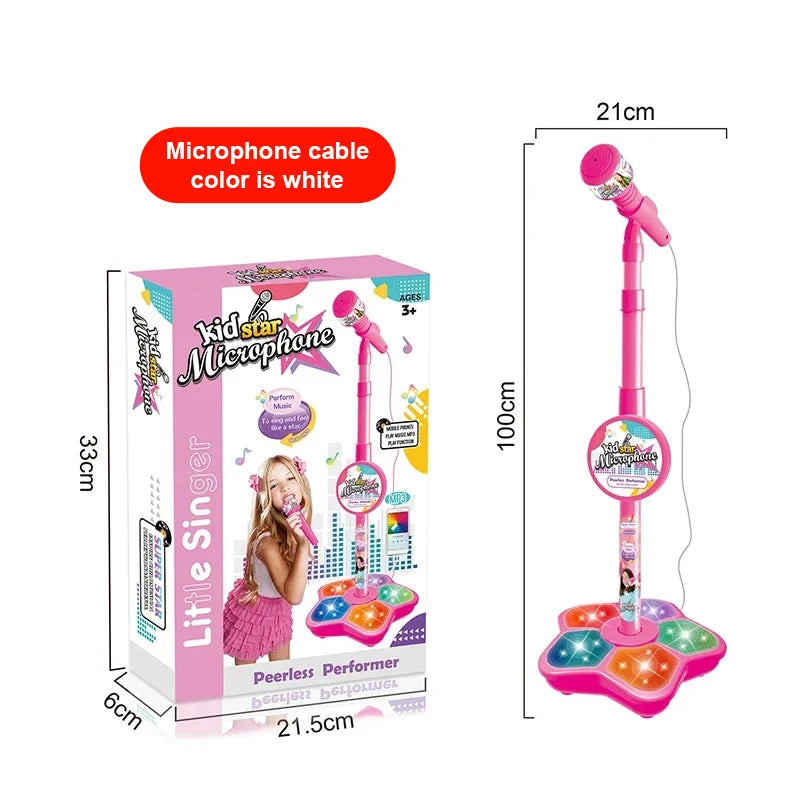 Kids Karaoke Microphone Stand Set with Party Lights