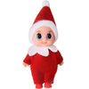 Adorable plush Christmas elf doll ornament with a red hat and red body