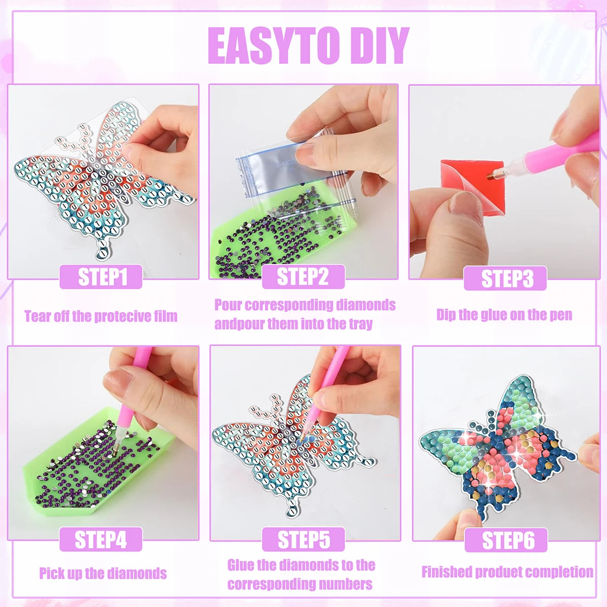 Butterfly Diamond Painting Magnets Kit – 8 Designs