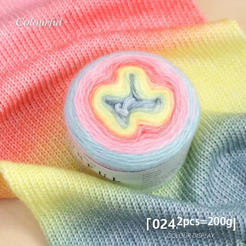 Gradient Cake Yarn – 200g Soft Wool Blend for Knitting & Crochet