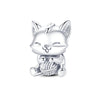 A sterling silver cat charm bead used for DIY bracelet making.