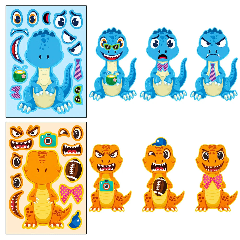 Dinosaur Make-a-Face Sticker Puzzle Set for Kids