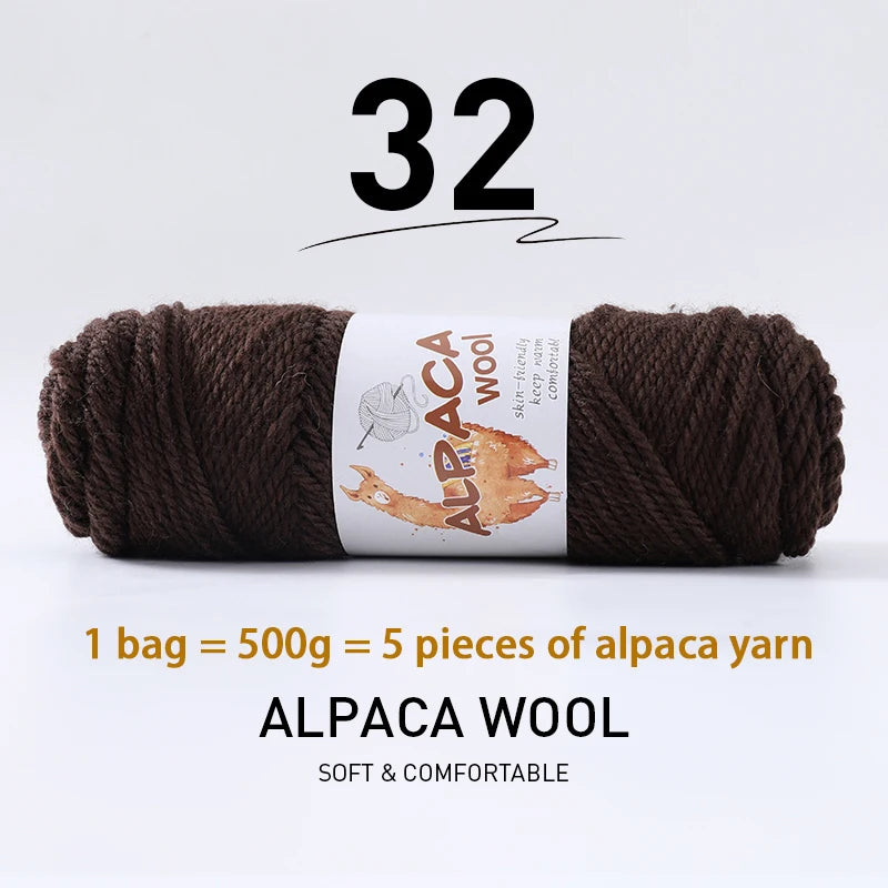 Luxurious Alpaca Wool Blend Yarn — 500g Thick Knitting Yarn