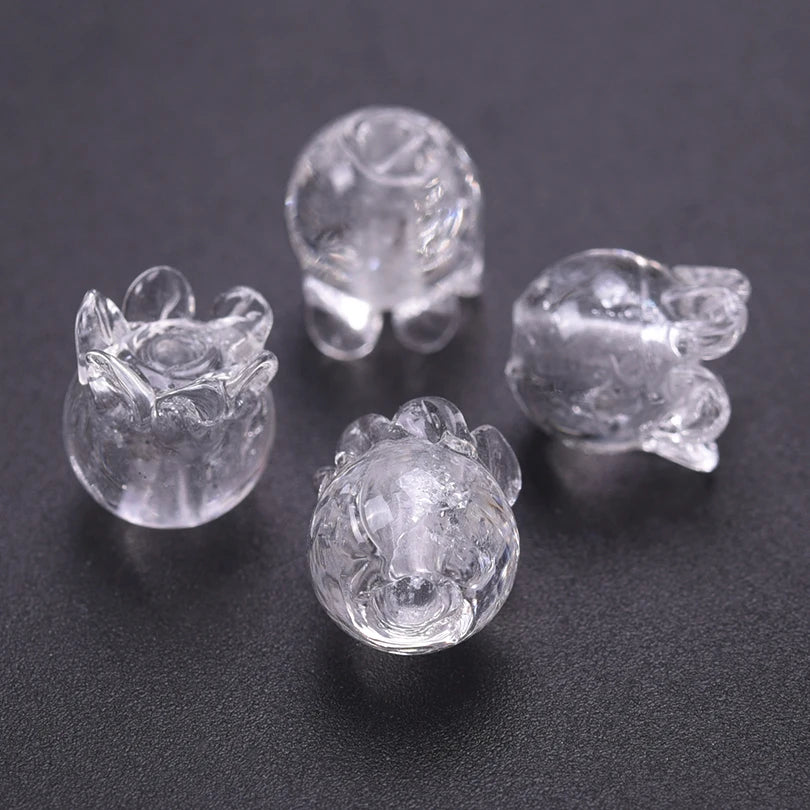 Three clear glass charm pendants shaped like lilies of the valley for jewelry making