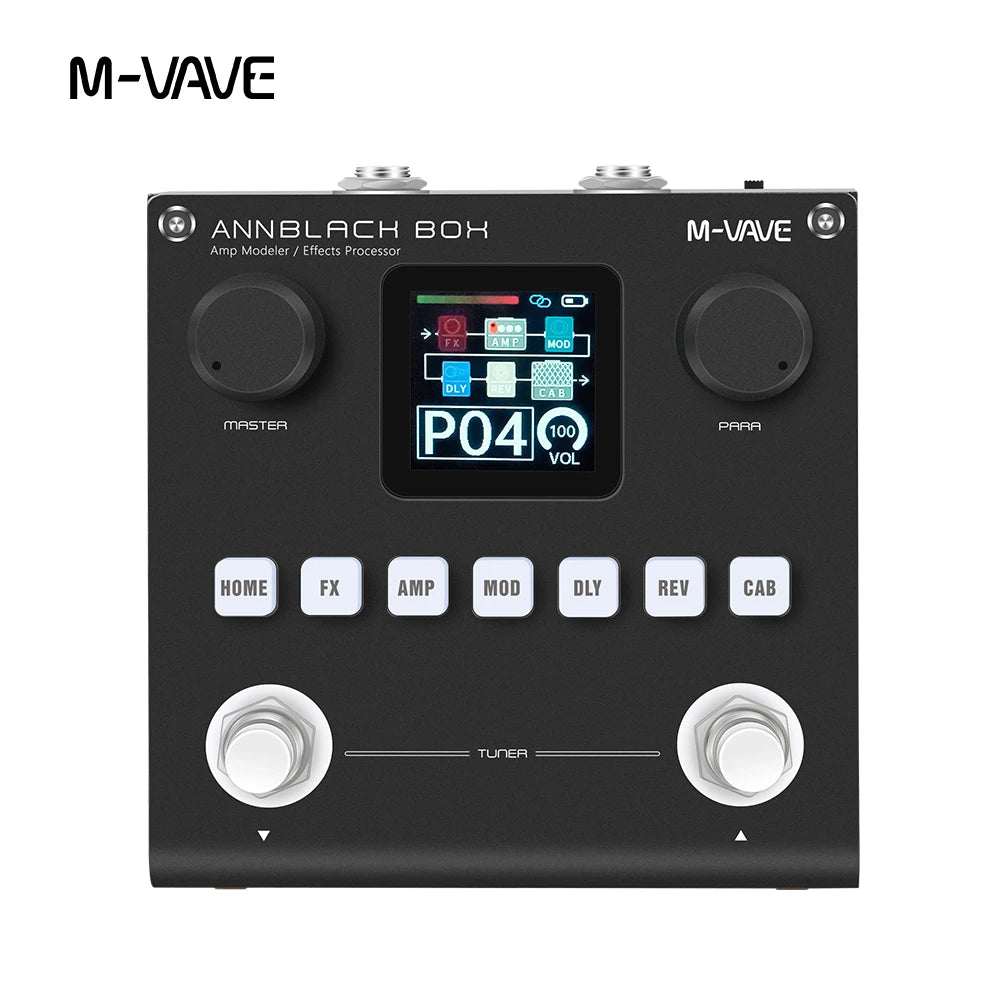 Black M-VAVE ANNBLACK BOX multi-effects pedal with a digital display and control knobs