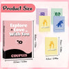 A set of three square cards for a couples conversation game featuring themes like Intimacy, Adventure, and another Intimacy c