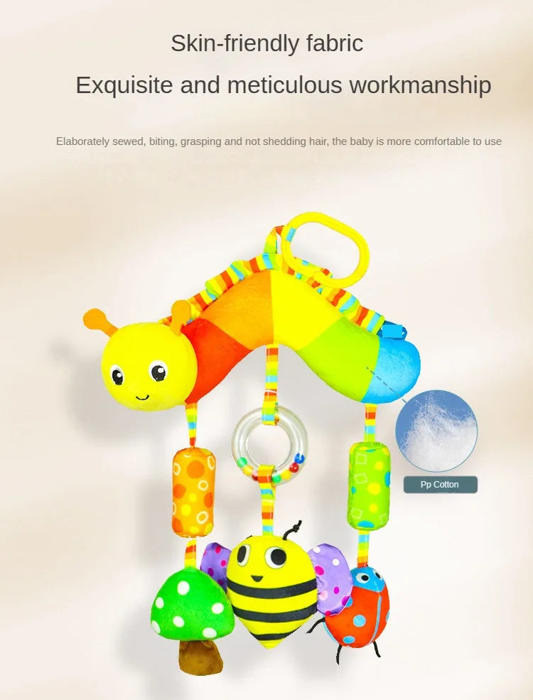 Rainbow Animal Plush Stroller Toy for Babies 0-3 Years