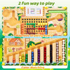 A wooden magnetic drawing board for toddlers featuring a maze and color matching activities.