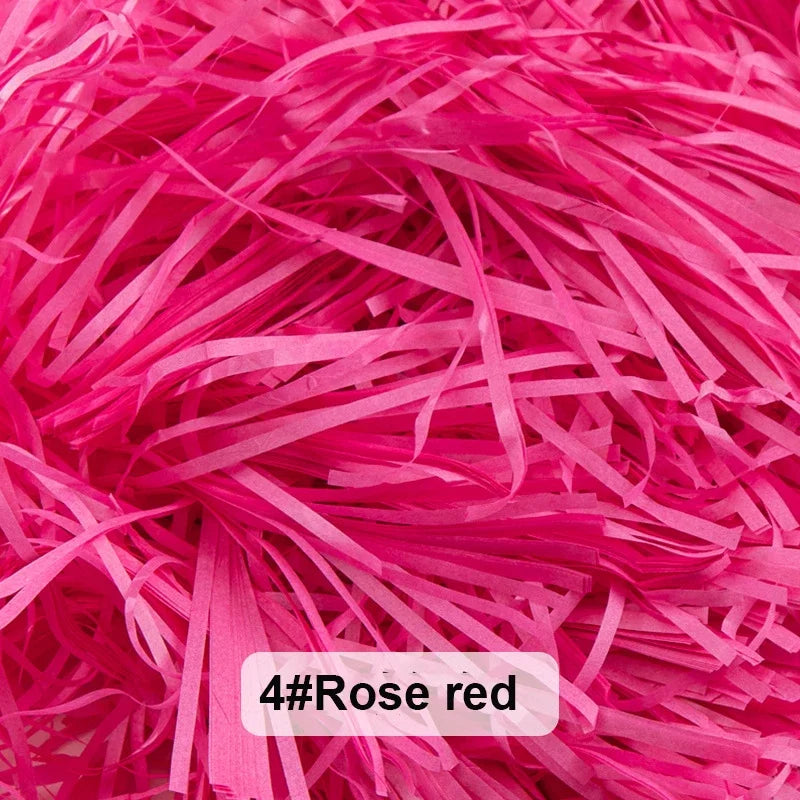 Bright pink rose red raffia paper shreds for gift boxes and baskets