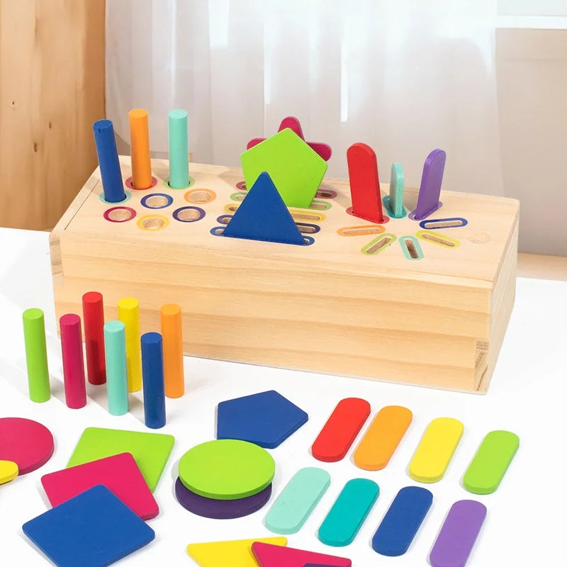 Wooden Color and Shape Sorting Box for Early Learning