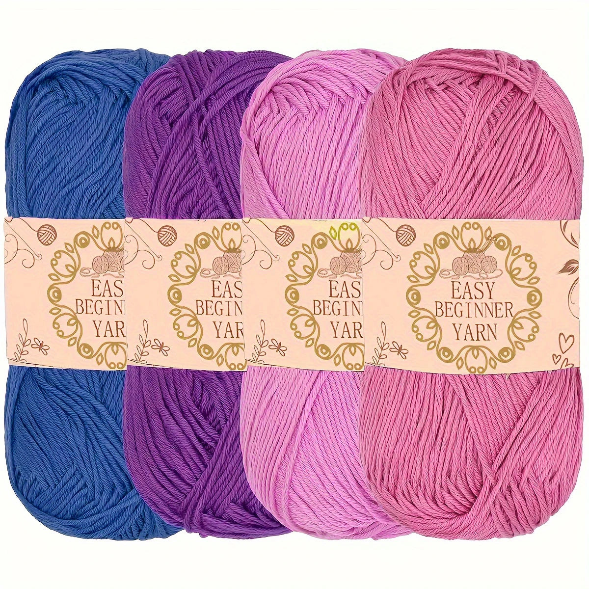 Premium Acrylic Yarn 4-Pack – Soft, Bright, Machine-Washable Knitting Yarn
