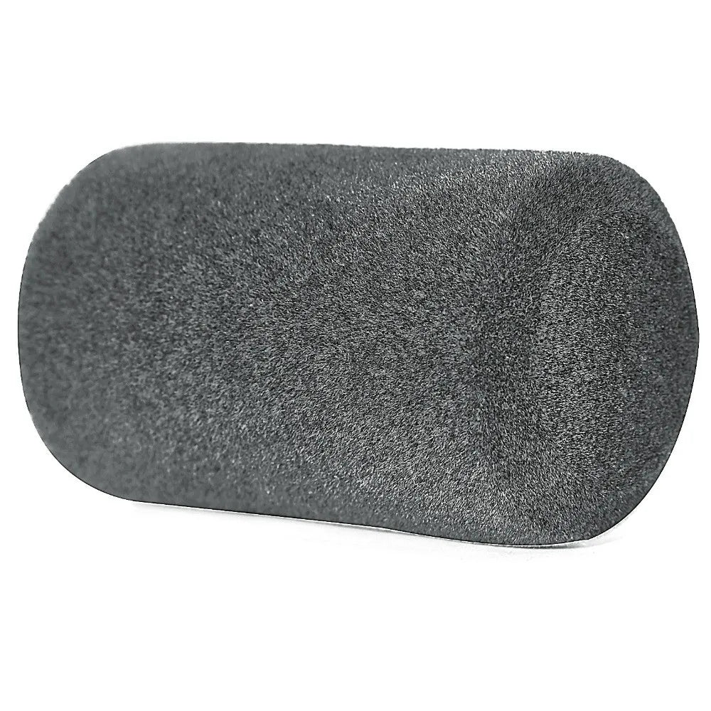 A black flocked foam microphone windscreen cover.
