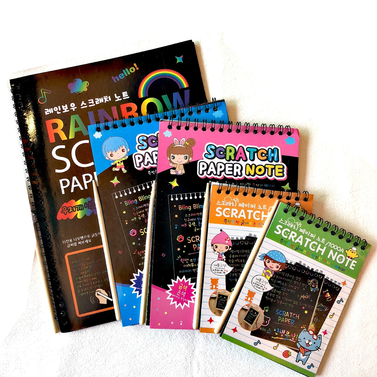 Rainbow Scratch Art Paper Set for Kids – DIY Graffiti & Drawing Activity Book