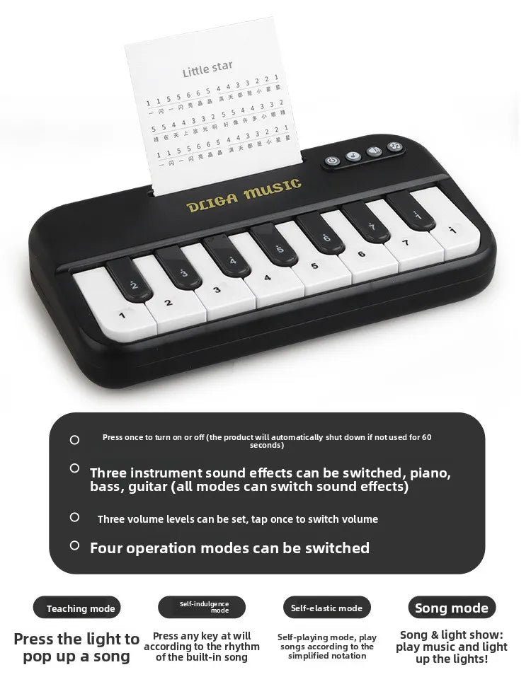 Mini Electronic Keyboard Piano with Light Effects for Kids