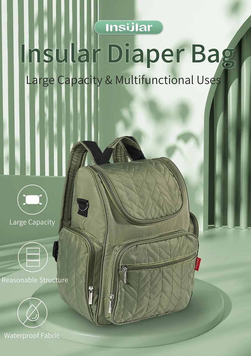 Large-Capacity Waterproof Diaper Backpack for Parents on the Go