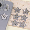 Silver star and crescent moon decorative phone charm hooks with adhesive backing