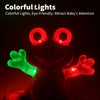 Un jouet de grenouille électrique lumineuse avec des lumières rouges et vertes clignotantes.