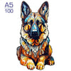 A detailed illustration of a German Shepherd dog head and chest in various colors.