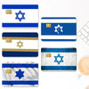 A set of four flag designs featuring the Israeli flag, including variations with credit card elements.