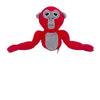 A red and gray plush toy of a monke or gorilla, resembling a primate face.
