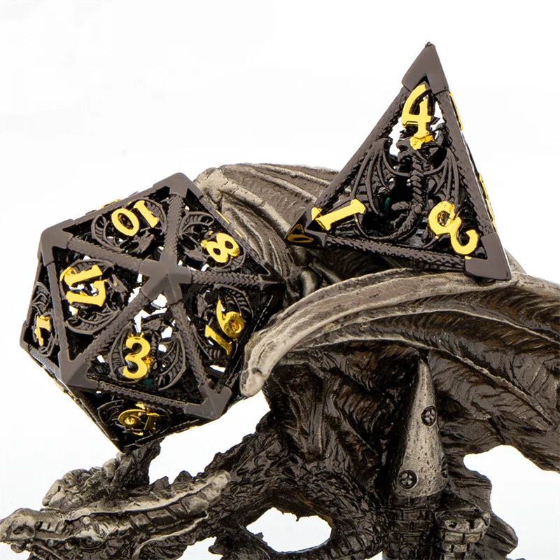 Hollow Metal Polyhedral Dragon Dice Set