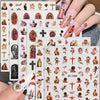 A total of 6 sheets of vintage angel and saint nail art stickers featuring cherubs and crosses