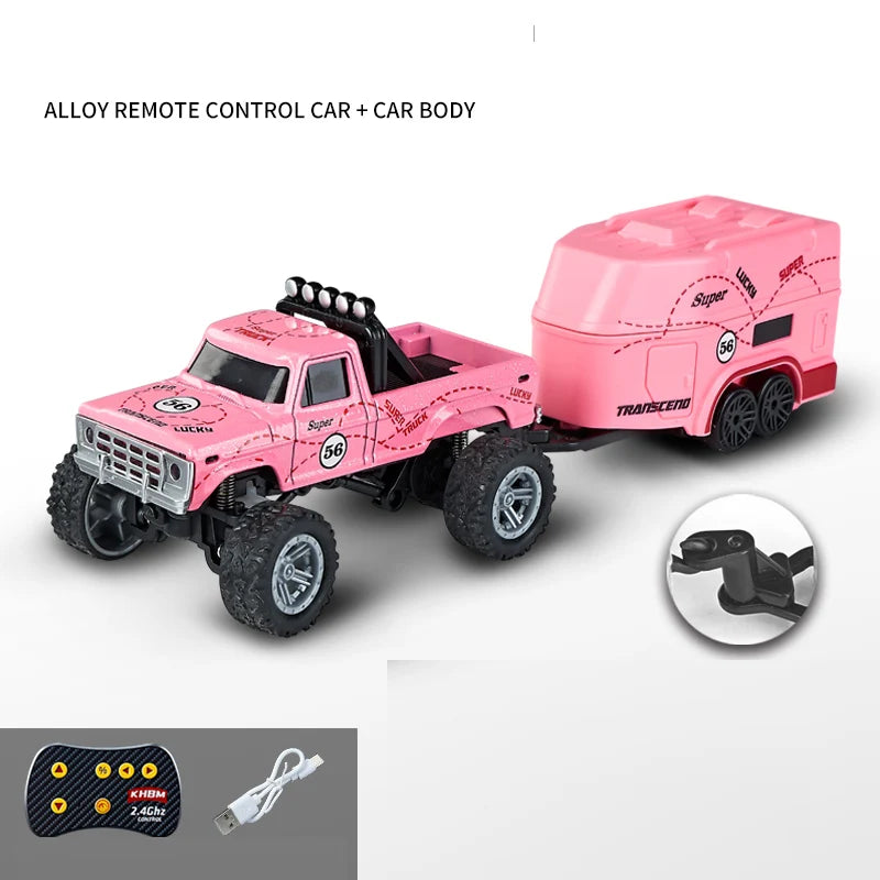 Pink alloy remote control off-road car with car body and transmitter