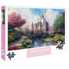 A 1000-piece jigsaw puzzle depicting a fairytale castle and lush garden scenery.