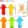 A set of 12 play dough tools including extruders, cutters, and rollers in various colors like red, yellow, orange, green, and