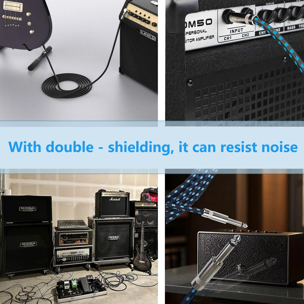 Braided Guitar Cable with 90° Plug – Noise Reduction for Clear Sound