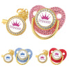 Crystal Crown Pacifier Clip Set with Silicone Nipple