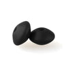 A pair of black silicone lentil beads shaped like an abacus for jewelry making