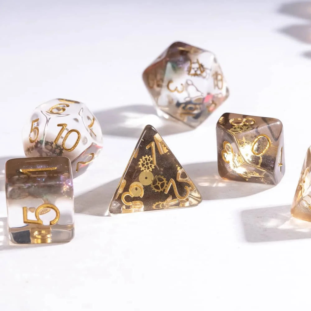 Steampunk Gear Dice Set for Tabletop RPGs