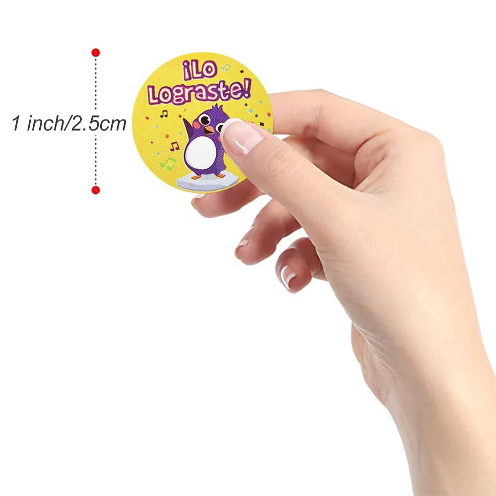 Spanish Motivational Reward Stickers for Kids – Cute Animal Encouragement Sticker Roll