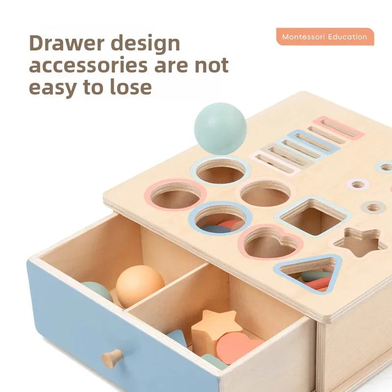Wooden Color Shape Sorter with Drawer Box – Montessori Learning Toy