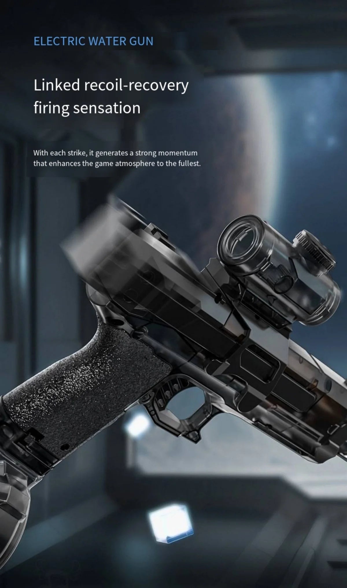 Electric Water Gun with Recoil and LED Flame Effects