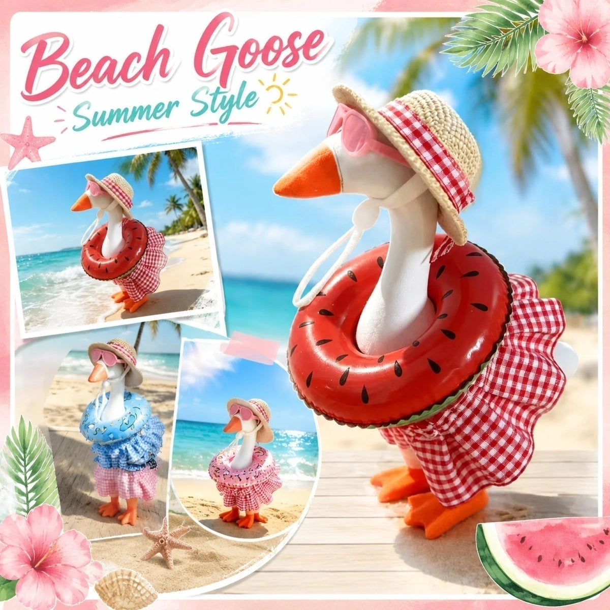7-Inch Desk Goose Summer Beach Vacation Outfit Set
