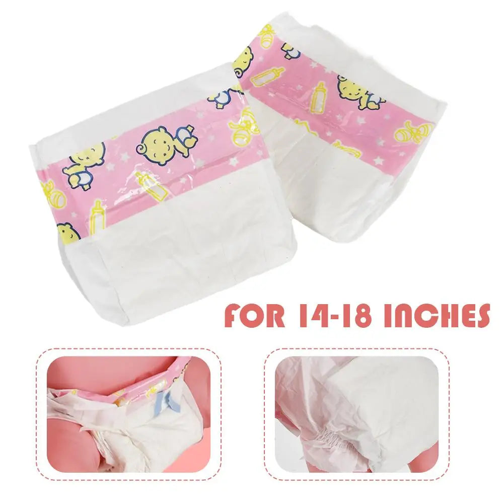 Soft Cotton Doll Diapers for Pretend Play (10-Pack)