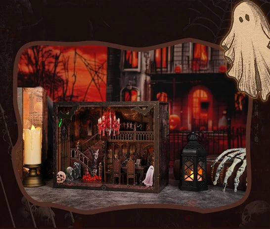 Haunted Halloween Book Nook DIY Kit with LED Lighting