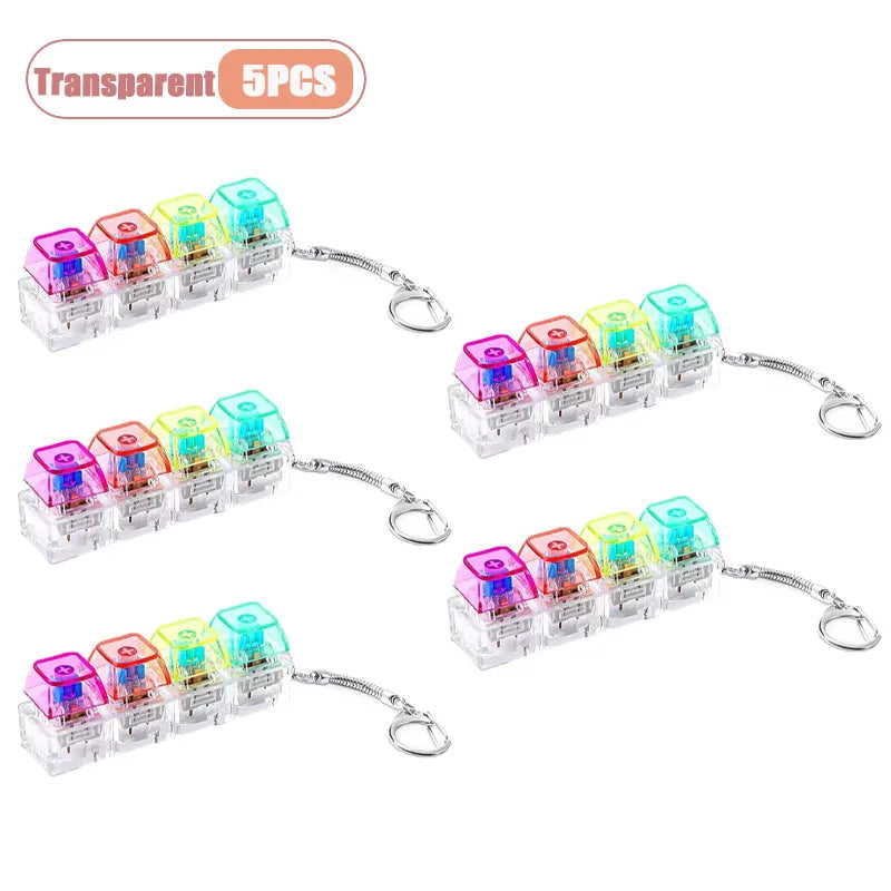 Transparent 5PCS LED keyboard keycap fidget keychain for stress relief