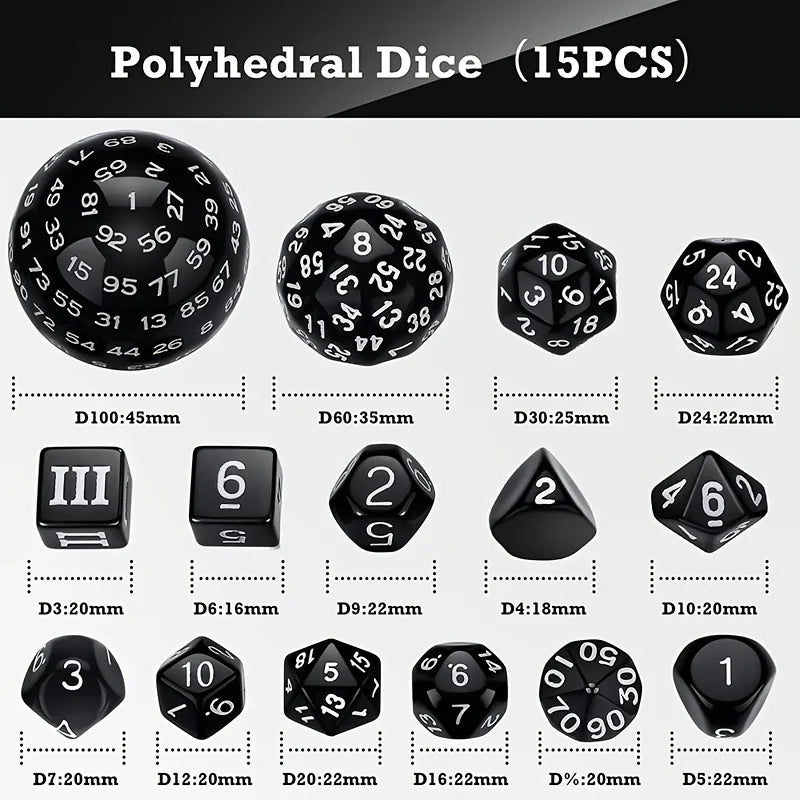 Complete Polyhedral Dice Set for RPG and Tabletop Games