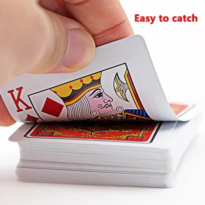 A hand is holding a playing card, showing the King of Hearts, with text indicating it is easy to catch.